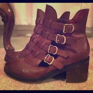 Red Leather Latigo Booties